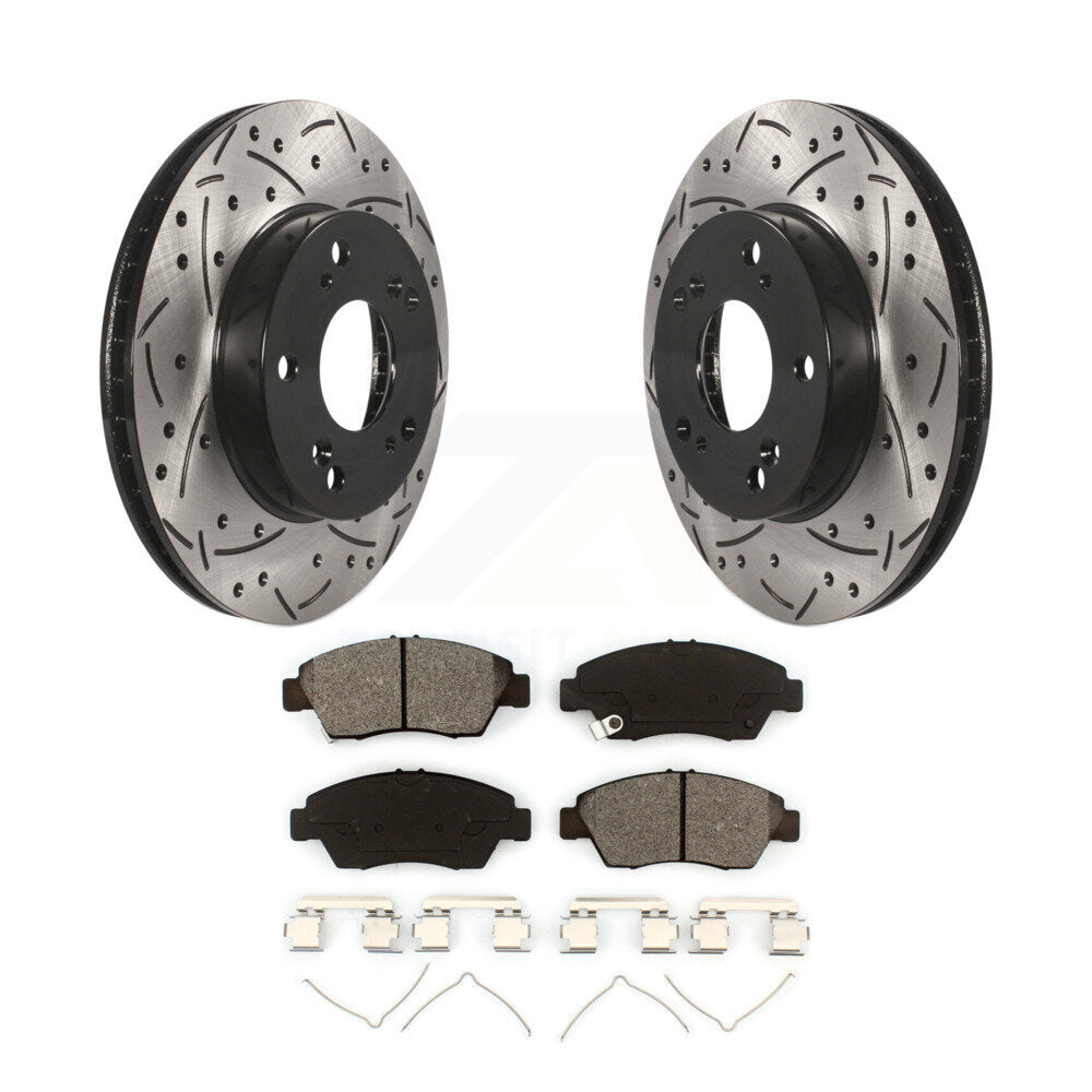 Rotor de frein à fente percée avant et Kit de plaquettes semi-métalliques pour Honda Civic Acura IL