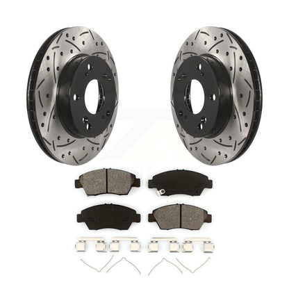 Rotor de frein à fente percée avant et Kit de plaquettes semi-métalliques pour Honda Civic Acura IL