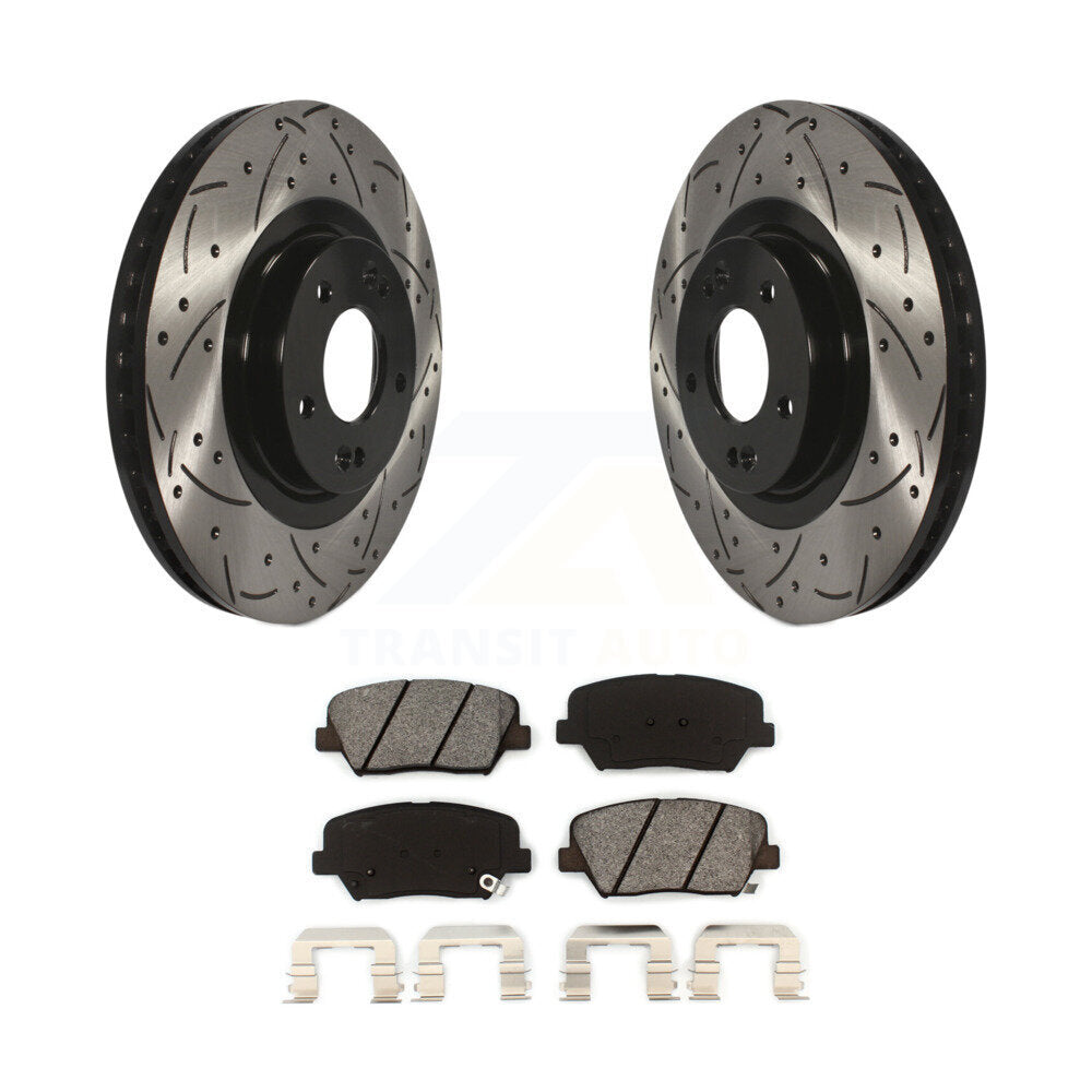 Rotors de frein à fente avant percés, Kit de plaquettes semi-métalliques pour Hyundai Santa Fe Spor