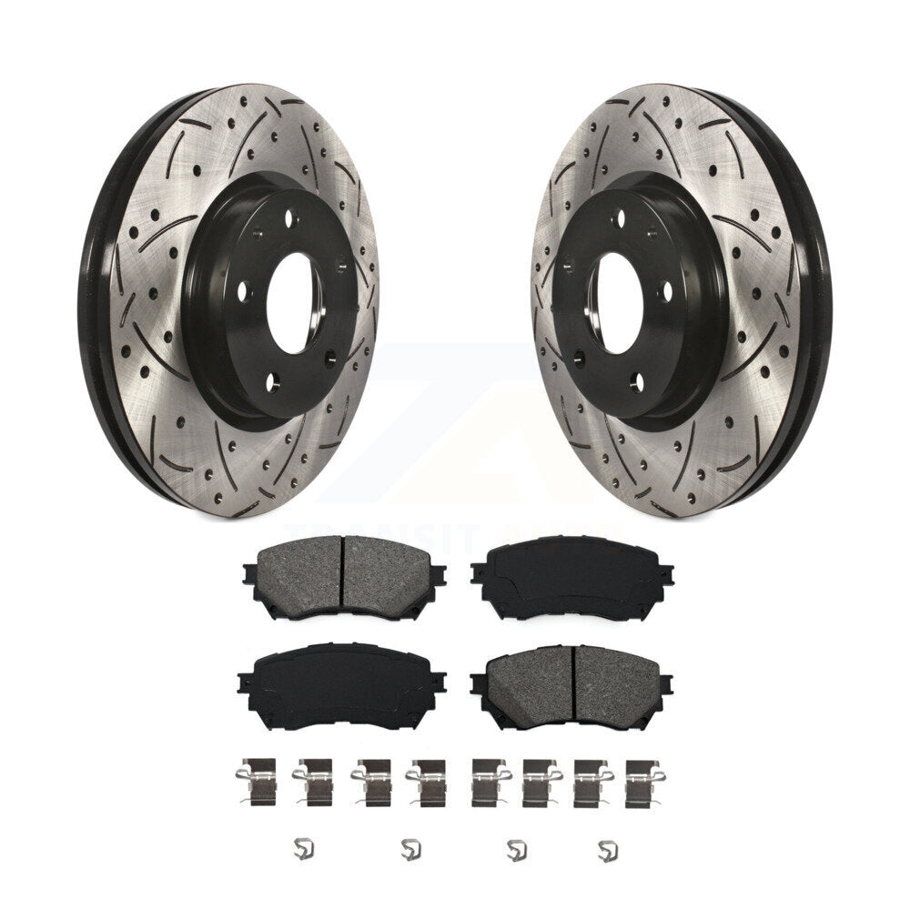 Kit de plaquettes semi-métalliques de rotors de frein à disque fendus percés à revêtement avant pour Mazda