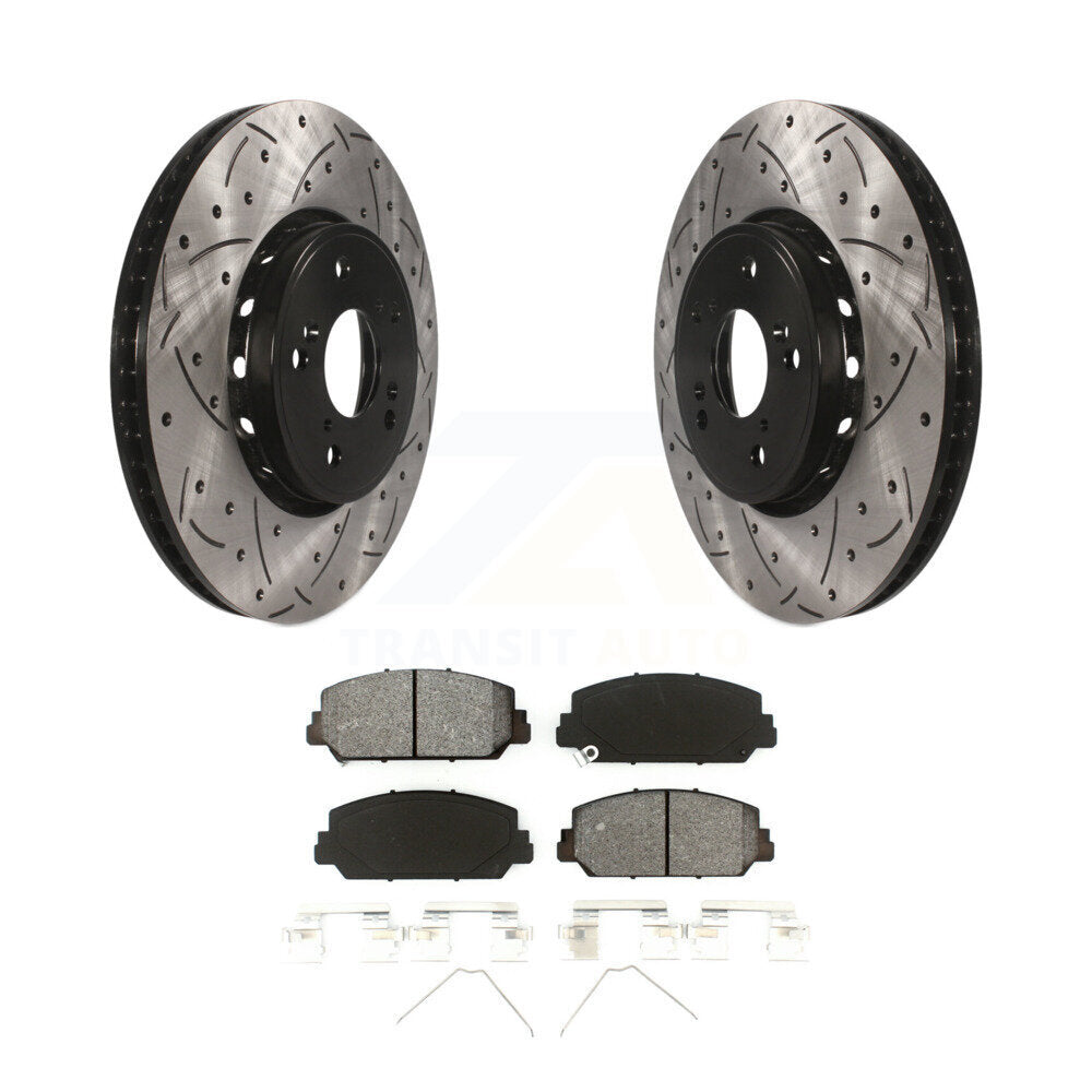 Kit de plaquettes semi-métalliques de Rotor de frein à disque de fente de forage enduit avant pour Acura RDX IL