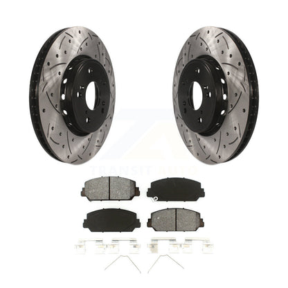 Kit de plaquettes semi-métalliques de Rotor de frein à disque de fente de forage enduit avant pour Acura RDX IL