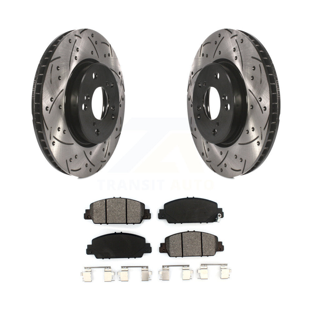 Kit de plaquettes semi-métalliques de Rotors de frein à disque de fente de forage enduit avant pour Honda Accor