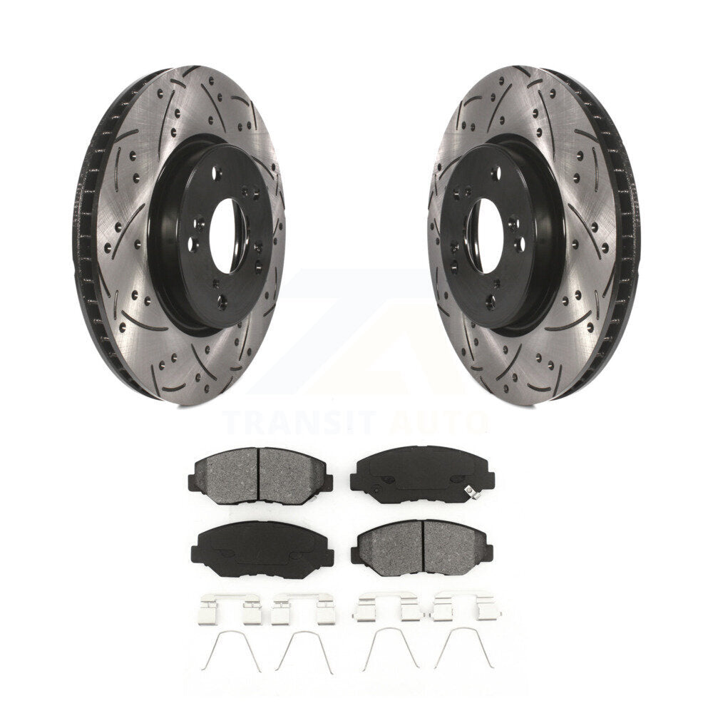 Kit de plaquettes semi-métalliques de Rotor de frein à disque à fente percée avec revêtement avant pour Honda Civi