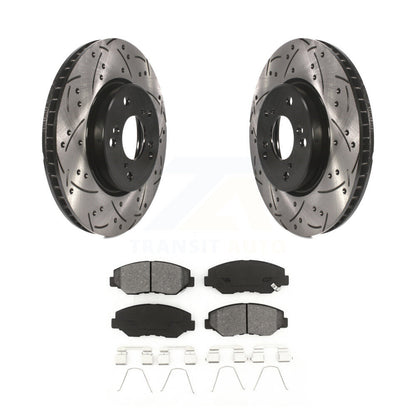 Kit de plaquettes semi-métalliques de Rotor de frein à disque à fente percée avec revêtement avant pour Honda Civi