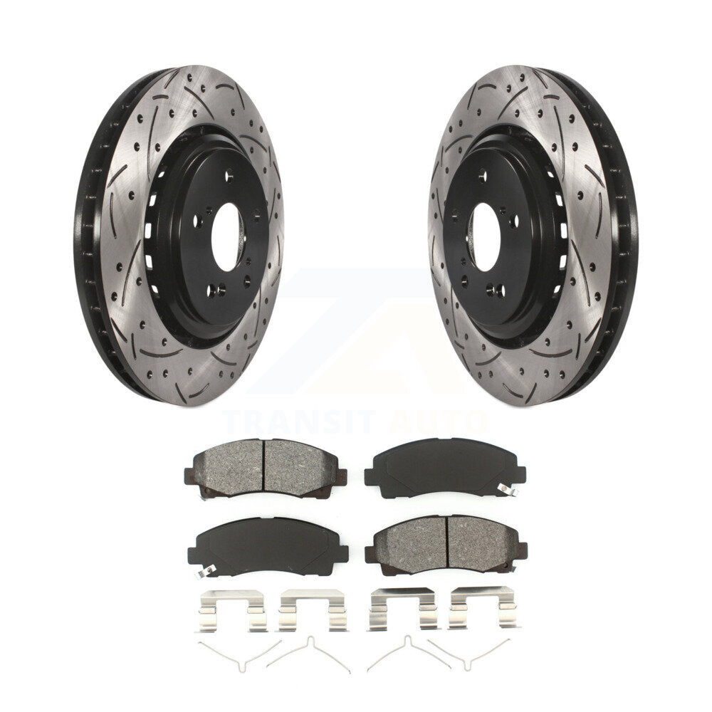 Kit de plaquettes semi-métalliques de rotors de frein à disque de fente de forage avant pour Acura TL 2015-2020