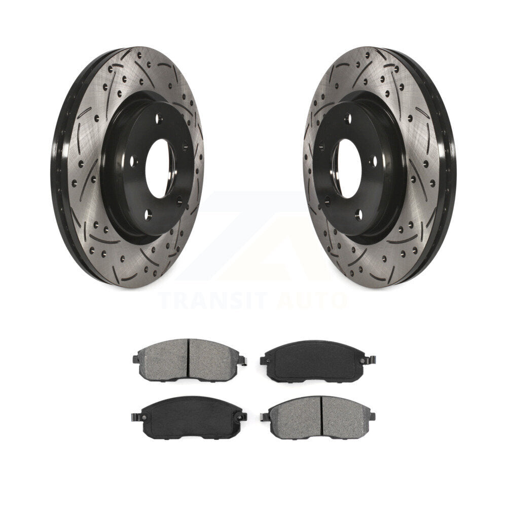 Kit de plaquettes semi-métalliques de Rotor de frein à disque de fente de forage enduit avant pour Nissan Sentr