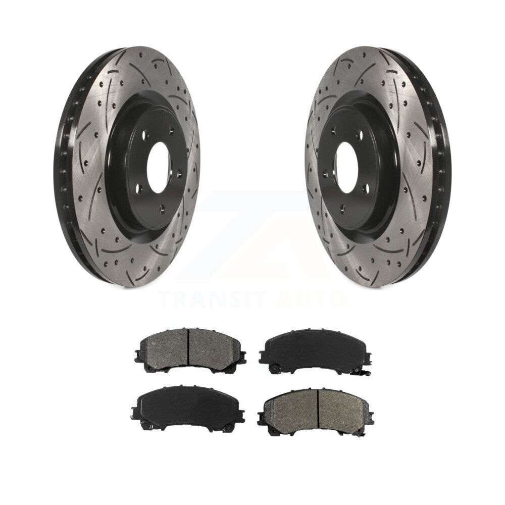 Kit de plaquettes semi-métalliques de rotors de frein à disque de fente de forage enduit avant pour Nissan Rogu