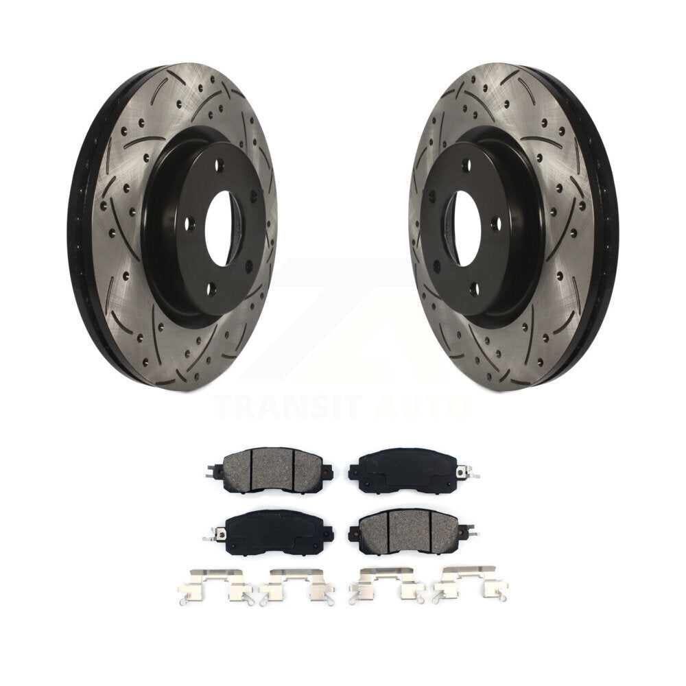 Kit de plaquettes semi-métalliques de Rotor de frein à disque de fente de forage enduit avant pour Nissan Altim