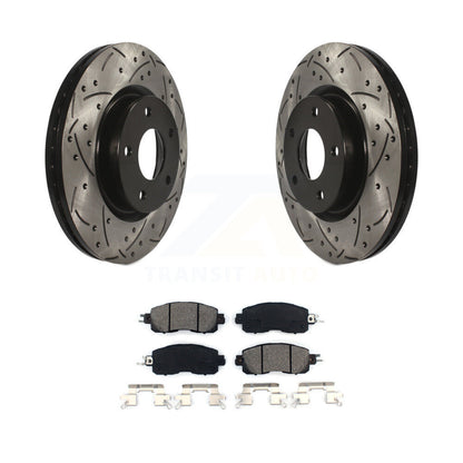 Kit de plaquettes semi-métalliques de Rotor de frein à disque de fente de forage enduit avant pour Nissan Altim