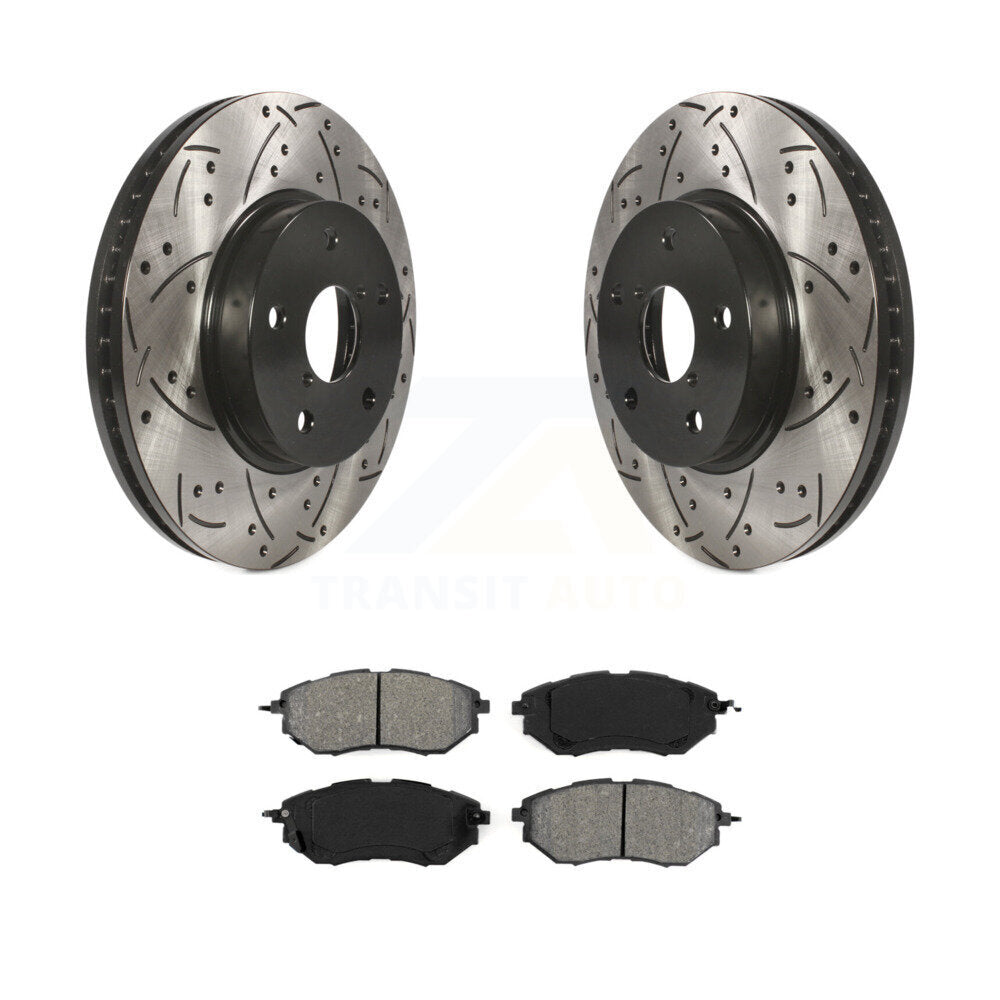 Kit de plaquettes semi-métalliques de Rotor de frein à fente avant percée pour Subaru Legacy 2015 2.5