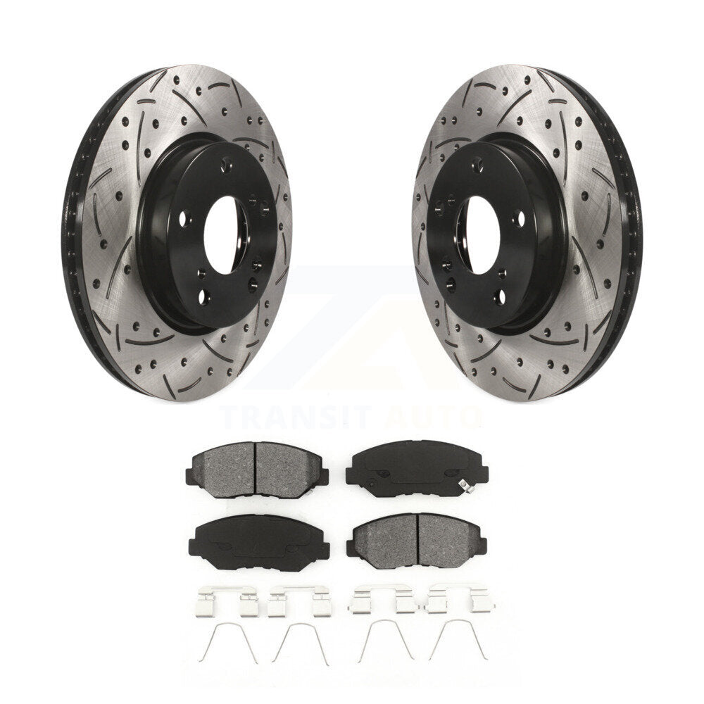 Kit de plaquettes semi-métalliques de Rotor de frein à disque à fente percée avec revêtement avant pour Honda Civi