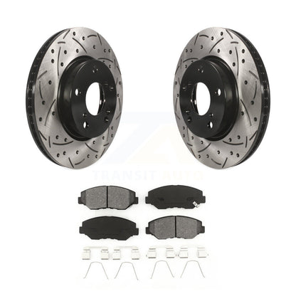 Kit de plaquettes semi-métalliques de Rotor de frein à disque à fente percée avec revêtement avant pour Honda Civi