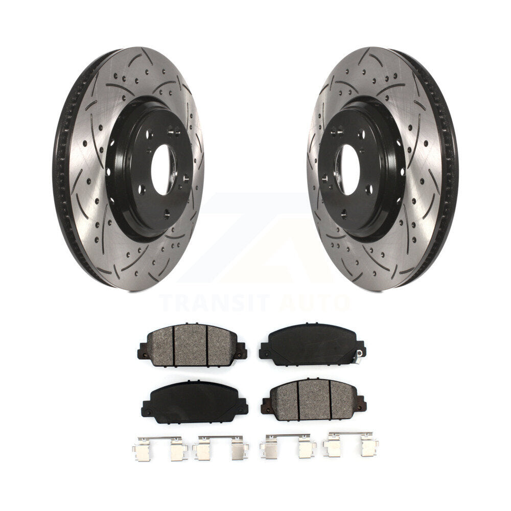 Kit de plaquettes semi-métalliques de Rotors de frein à disque de fente de forage enduit avant pour Honda Accor