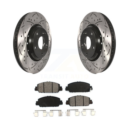 Kit de plaquettes semi-métalliques de Rotors de frein à disque de fente de forage enduit avant pour Honda Accor