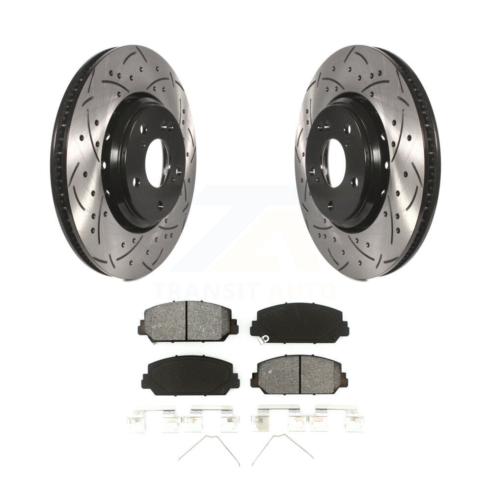 Kit de plaquettes semi-métalliques de Rotors de frein de fente de forage avant pour Honda Civic Accord Acur