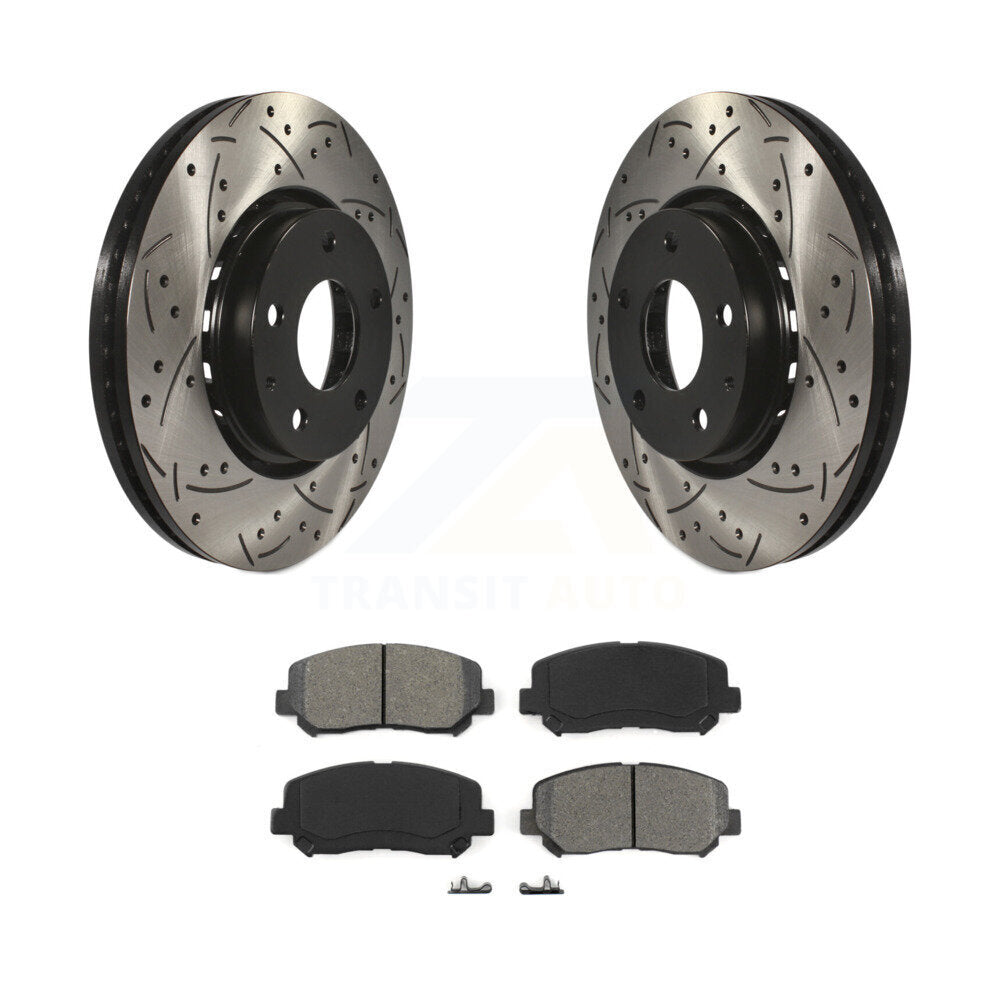Rotors de frein à disque à fente percée avec revêtement avant, Kit de plaquettes semi-métalliques pour Mazda CX-