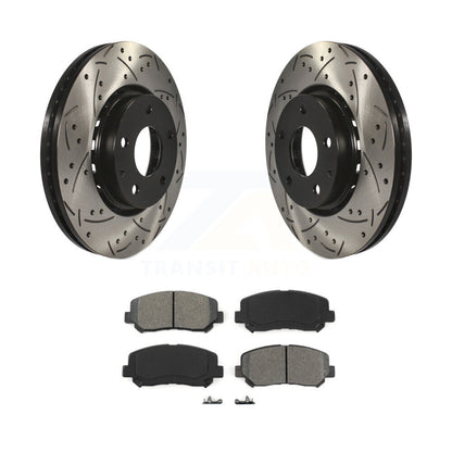 Rotors de frein à disque à fente percée avec revêtement avant, Kit de plaquettes semi-métalliques pour Mazda CX-