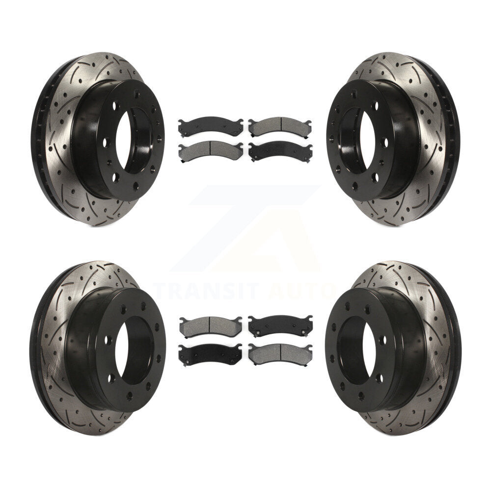 Kit de plaquettes semi-métalliques de Rotor de frein de fente de forage avant et arrière pour Chevrolet GMC Sierr