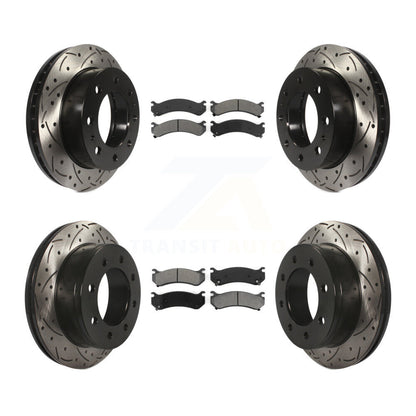 Kit de plaquettes semi-métalliques de Rotor de frein de fente de forage avant et arrière pour Chevrolet GMC Sierr