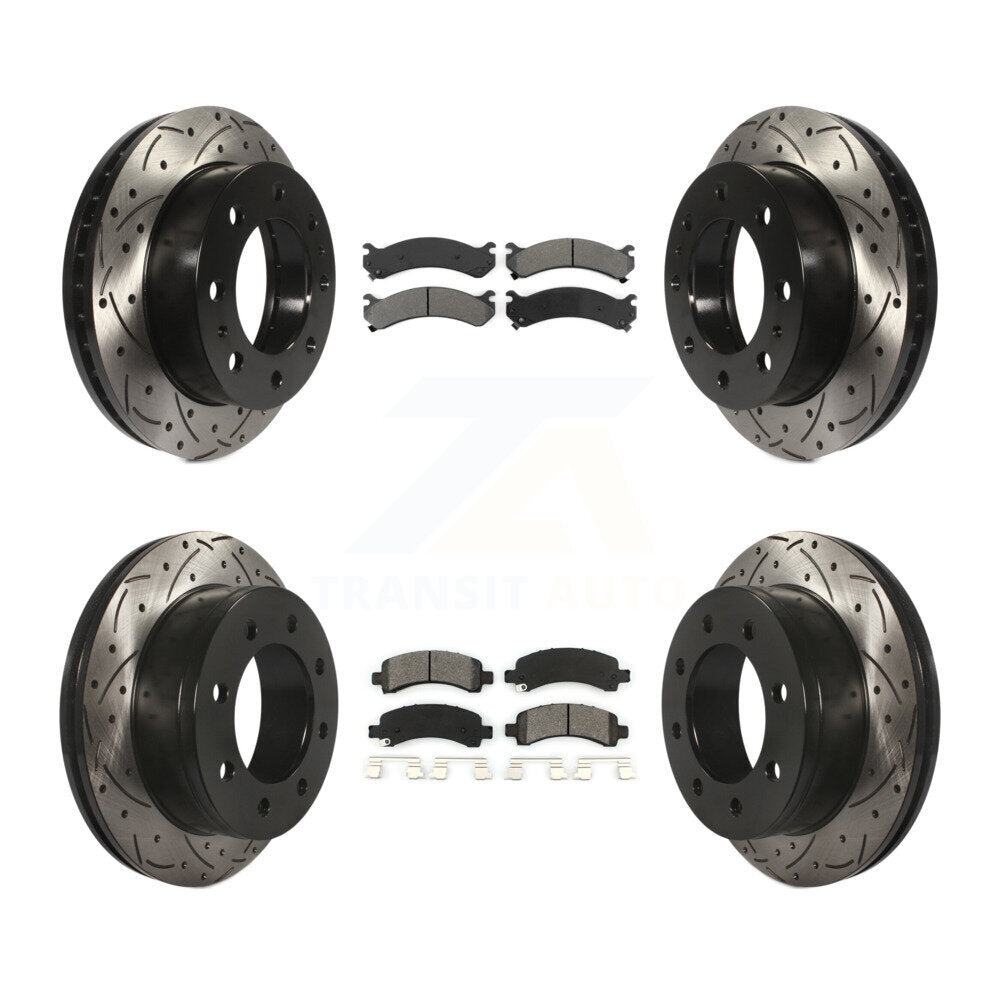 Kit de plaquettes semi-métalliques de Rotor de frein à disque de fente de forage avant et arrière pour GMC Savana 250