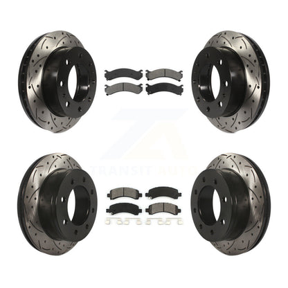 Kit de plaquettes semi-métalliques de Rotor de frein à disque de fente de forage avant et arrière pour GMC Savana 250
