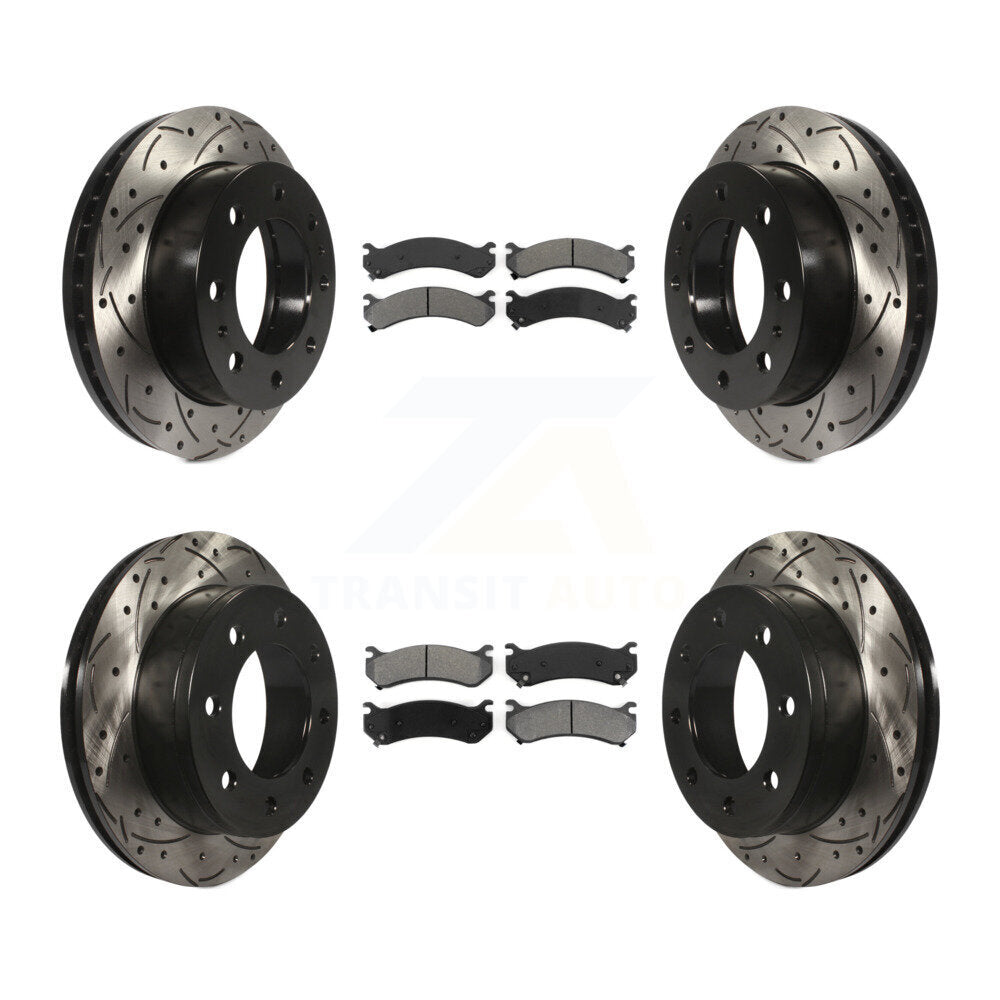 Kit de plaquettes semi-métalliques de Rotor de frein de fente de forage avant et arrière pour Chevrolet GMC Sierr
