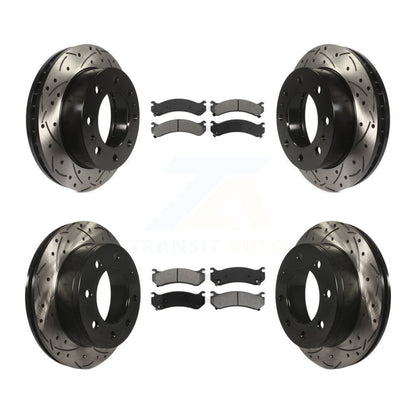 Kit de plaquettes semi-métalliques de Rotor de frein de fente de forage avant et arrière pour Chevrolet GMC Sierr