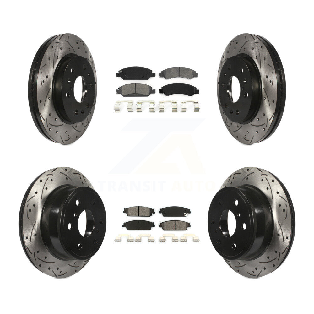 Kit de plaquettes semi-métalliques de Rotor de frein de fente de forage avant et arrière pour Chevrolet GMC Sierr