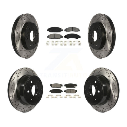 Kit de plaquettes semi-métalliques de Rotor de frein de fente de forage avant et arrière pour Chevrolet GMC Sierr