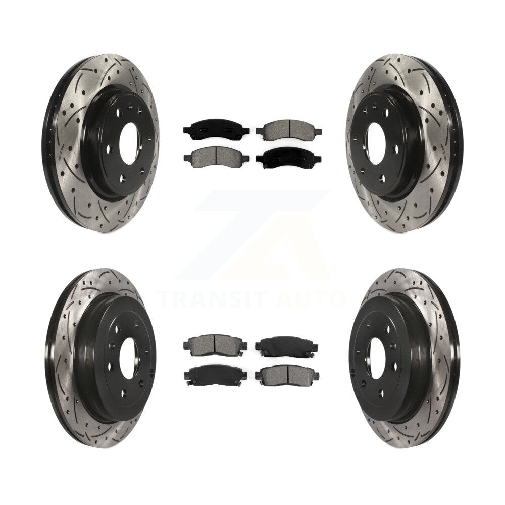 Kit de rotor de frein à fente percée avant et arrière et plaquettes semi-métalliques pour GMC Acadia Buic