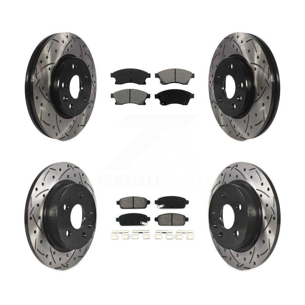 Kit de plaquettes semi-métalliques de Rotor de frein à disque de fente de forage avant et arrière pour Chevrolet Cruz
