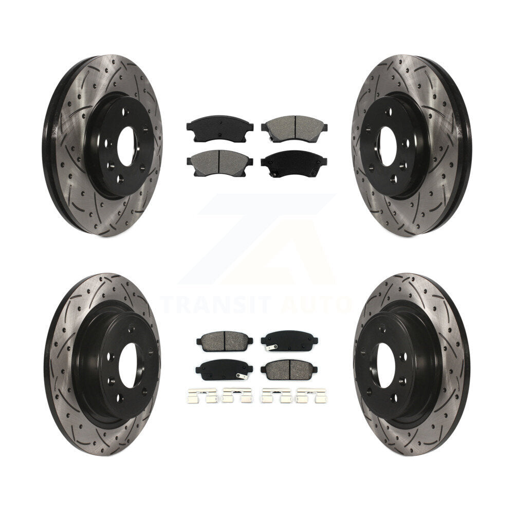 Kit de plaquettes semi-métalliques de Rotor de frein à disque de fente de forage avant et arrière pour Chevrolet Cruz