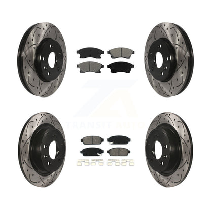 Kit de plaquettes semi-métalliques de Rotor de frein à disque de fente de forage avant et arrière pour Chevrolet Cruz