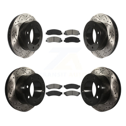 Kit de plaquettes semi-métalliques de Rotor de frein de fente de forage avant et arrière pour Ford F-350 Super 4W