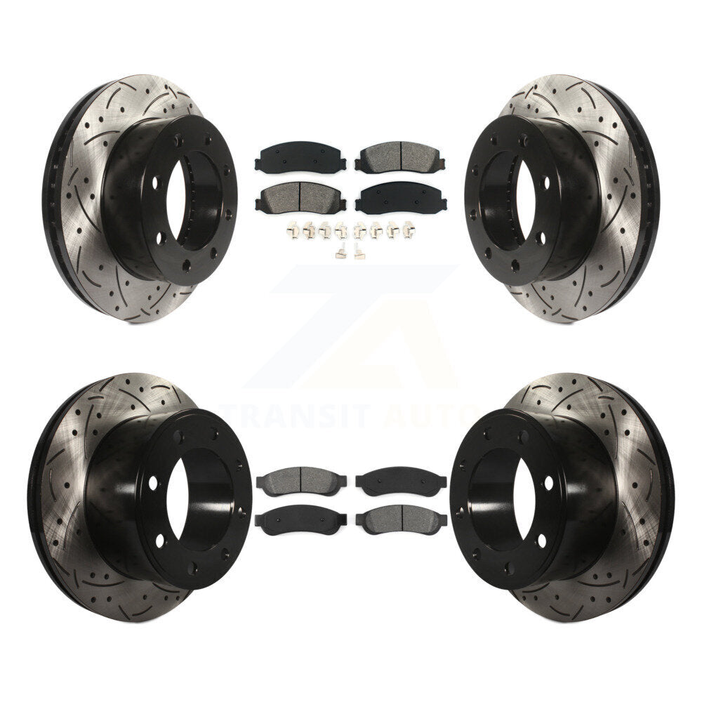 Kit de plaquettes semi-métalliques de Rotor de frein de fente de forage avant et arrière pour Ford F-250 Super 4W