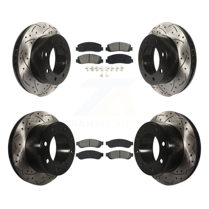 Kit de plaquettes semi-métalliques de Rotor de frein de fente de forage avant et arrière pour Ford F-250 Super 4W