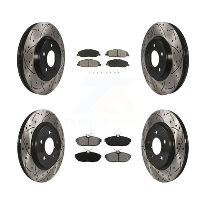 Rotors de frein à disque à fente avant et arrière, Kit de plaquettes semi-métalliques pour Ford Mustang