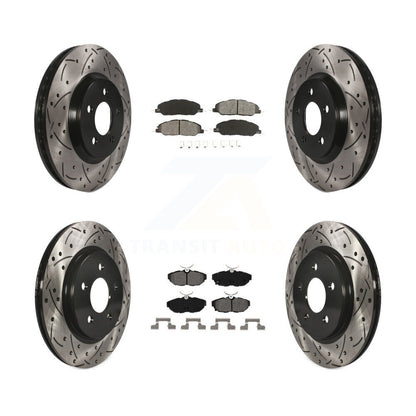 Rotors de frein à disque à fente avant et arrière, Kit de plaquettes semi-métalliques pour Ford Mustang