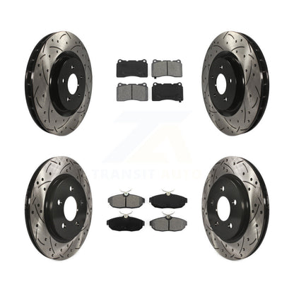 Rotors de frein à disque à fente avant et arrière, Kit de plaquettes semi-métalliques pour Ford Mustang
