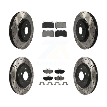 Rotors de frein à disque à fente avant et arrière, Kit de plaquettes semi-métalliques pour Ford Mustang