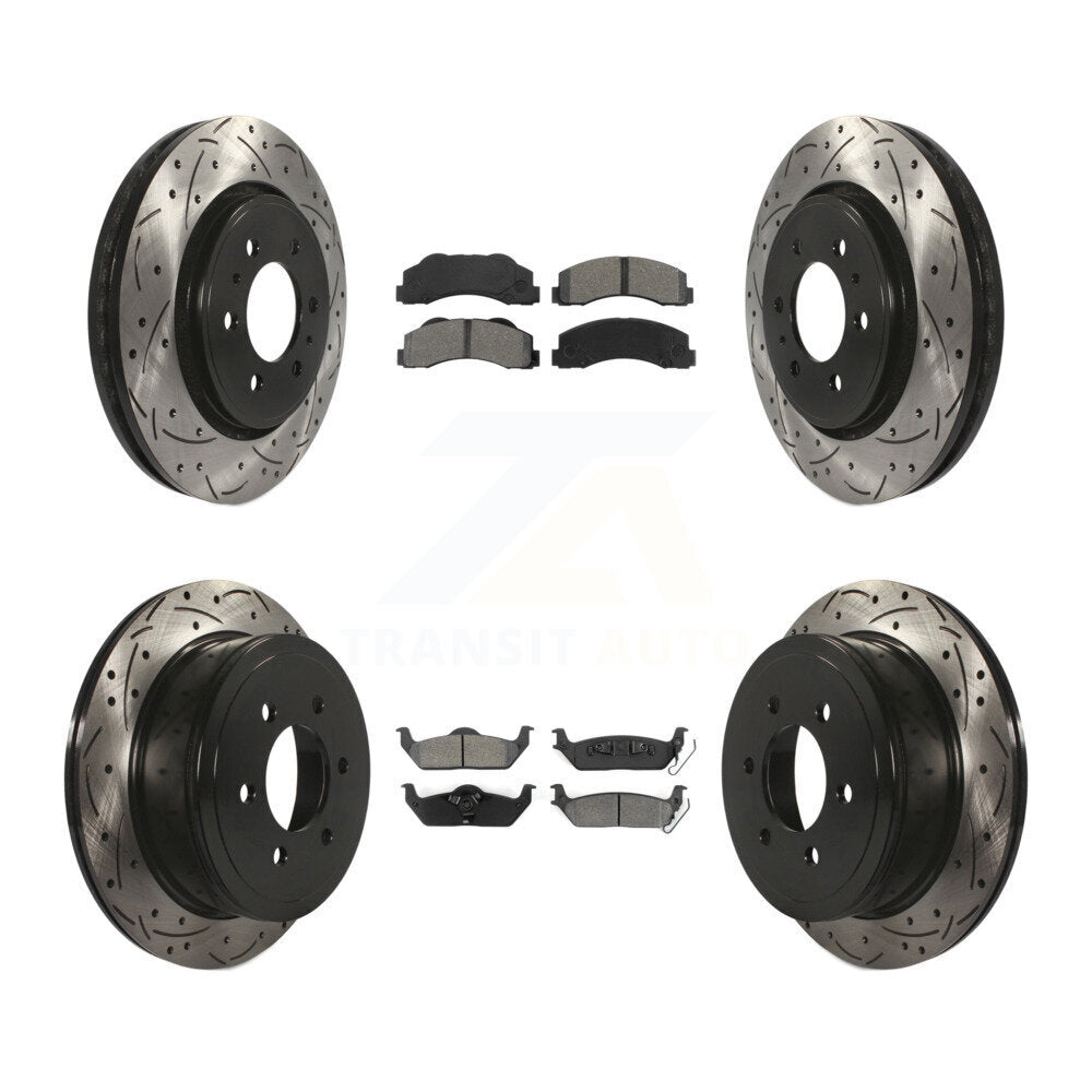 Kit de plaquettes semi-métalliques pour Rotor de frein à disque, fente de perçage pour manteau avant et arrière, pour Ford F-15