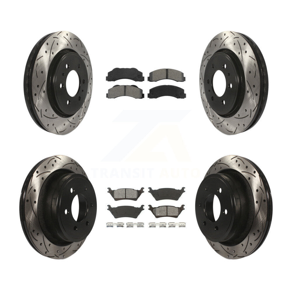 Kit de plaquettes semi-métalliques pour Rotor de frein à disque, fente de perçage pour manteau avant et arrière, pour Ford F-15