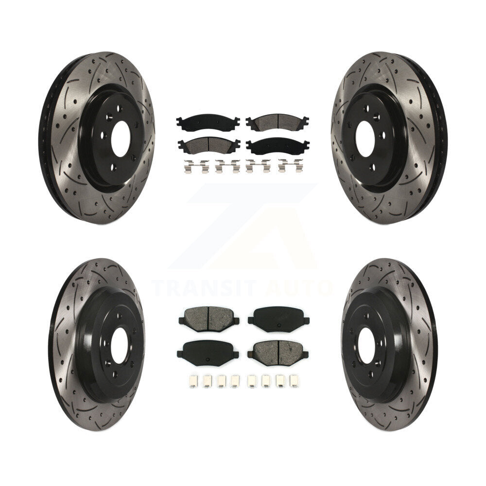 Kit de plaquettes semi-métalliques de Rotor de frein à disque de fente de forage avant et arrière pour Ford Taurus SH