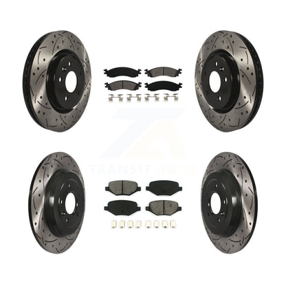 Kit de plaquettes semi-métalliques de Rotor de frein à disque de fente de forage avant et arrière pour Ford Taurus SH