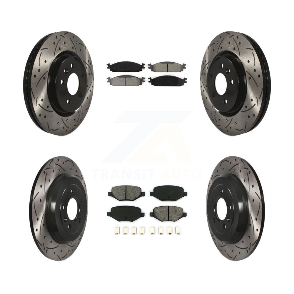 Kit de plaquettes de frein semi-métalliques pour rotors de frein à fente avant et arrière pour Lincoln MK 09-10