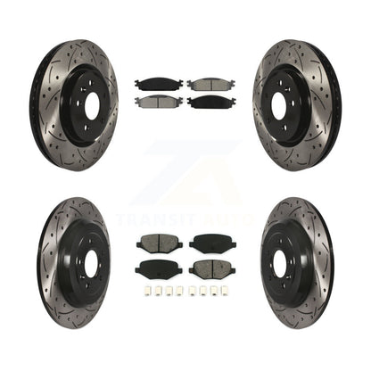 Kit de plaquettes de frein semi-métalliques pour rotors de frein à fente avant et arrière pour Lincoln MK 09-10