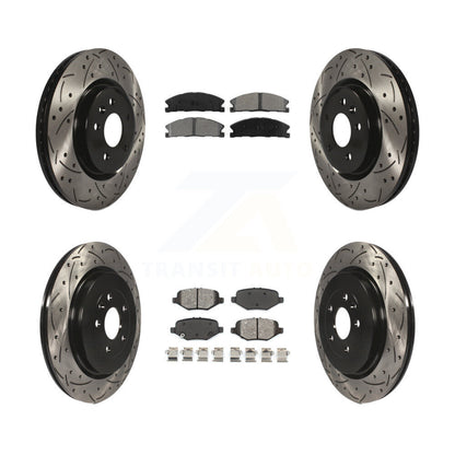 Kit de plaquettes semi-métalliques de rotors de frein de fente de forage avant et arrière pour Ford Explorer Spor