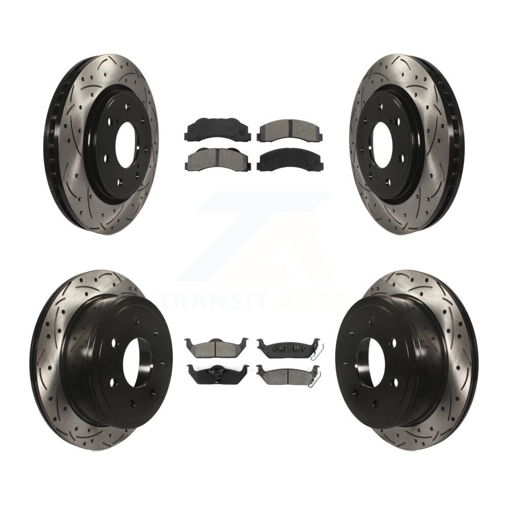 Kit de plaquettes semi-métalliques pour Rotor de frein à disque, fente de perçage pour manteau avant et arrière, pour Ford F-15