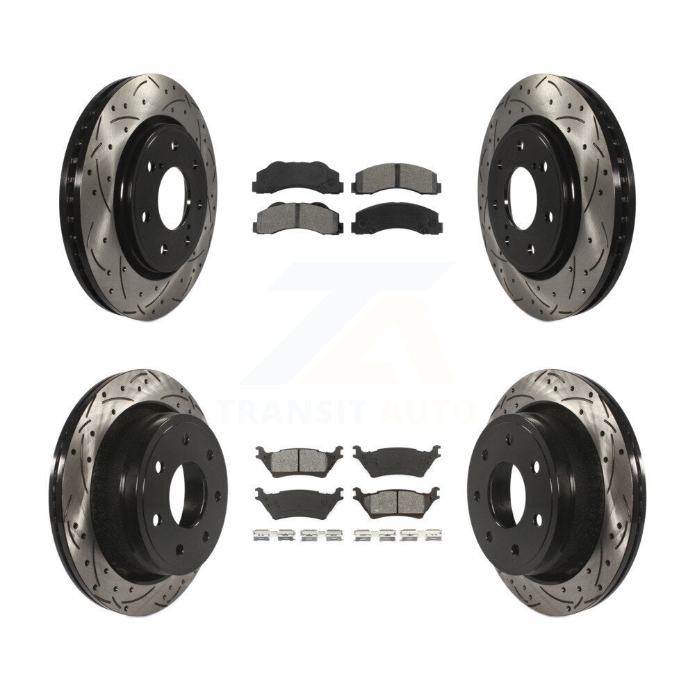 Kit de plaquettes semi-métalliques pour Rotor de frein à disque, fente de perçage pour manteau avant et arrière, pour Ford F-15